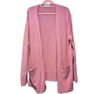 Madewell Ryder Pink Cardigan size L Drape front Pockets